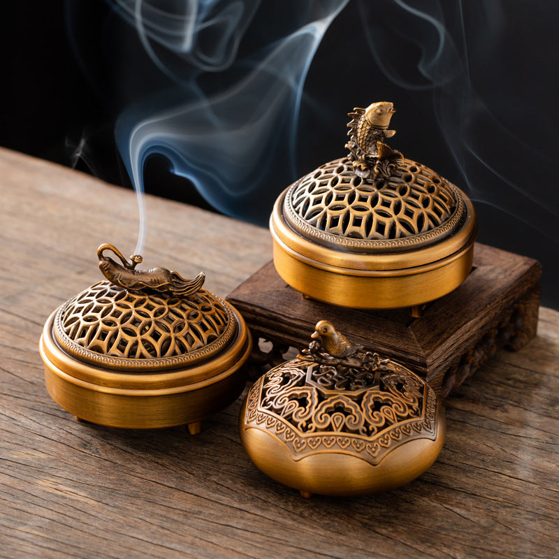 Classical three-legged incense burner household sandalwood plate incense burner indoor agarwood burner home incense box incense road zen ornament