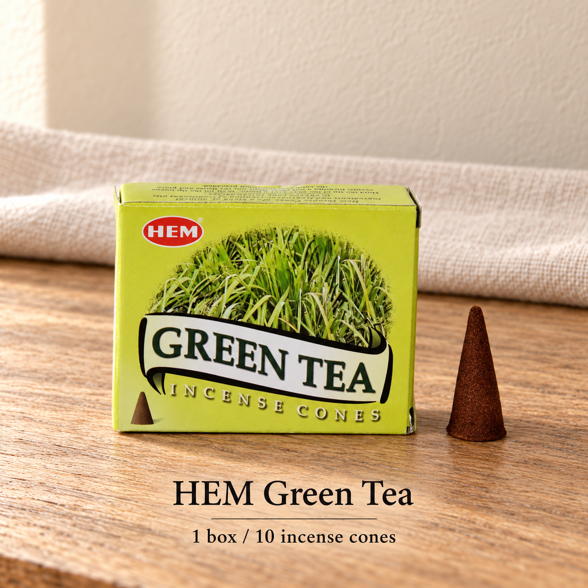 PTSX-TB642341234239-02 | HEM Green Tea | 1 box / 10 incense cones