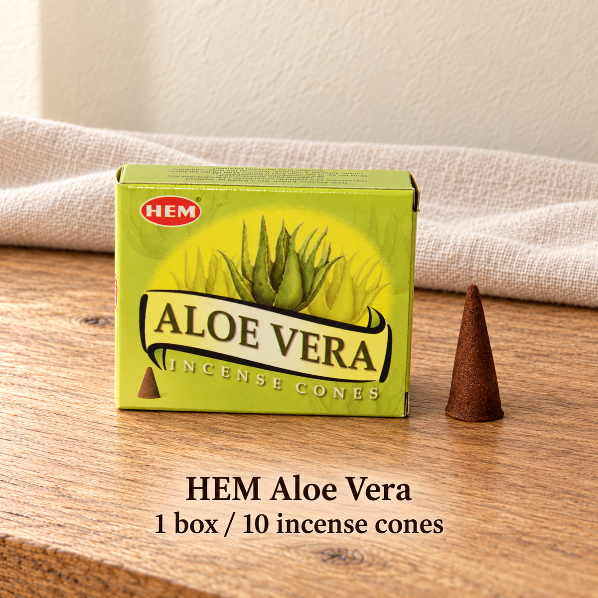 PTSX-TB642341234239-06 | HEM Aloe Vera | 1 box / 10 incense cones