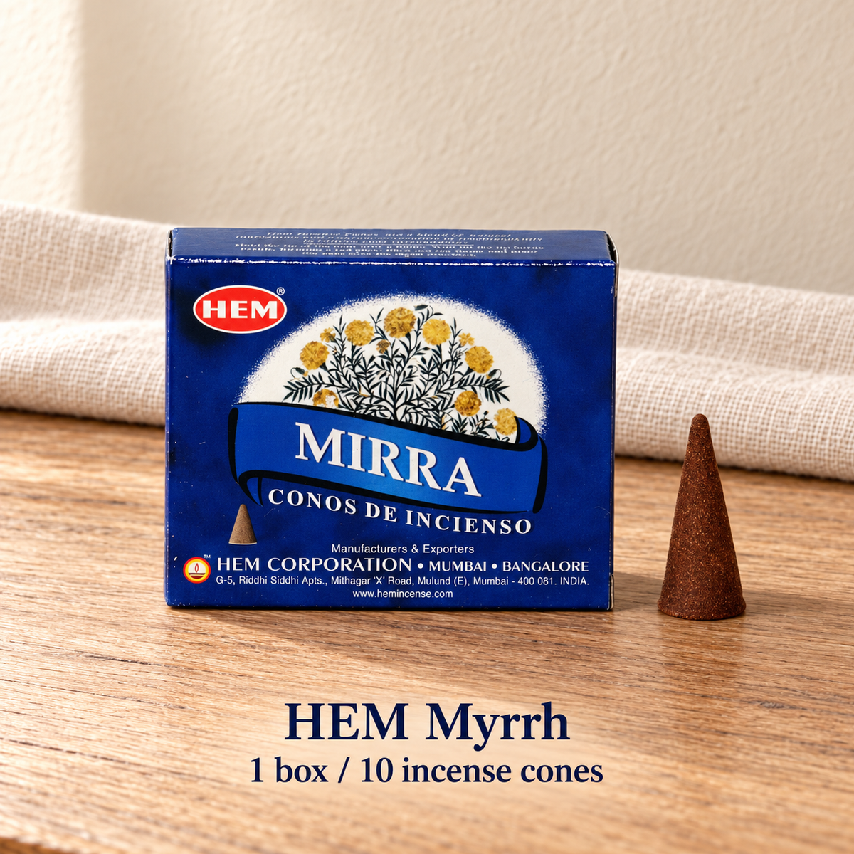 PTSX-TB642341234239-08 | HEM Myrrh | 1 box / 10 incense cones