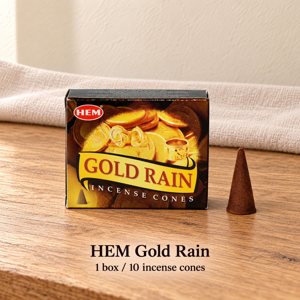 PTSX-TB642341234239-10 | HEM Gold Rain | 1 box / 10 incense cones
