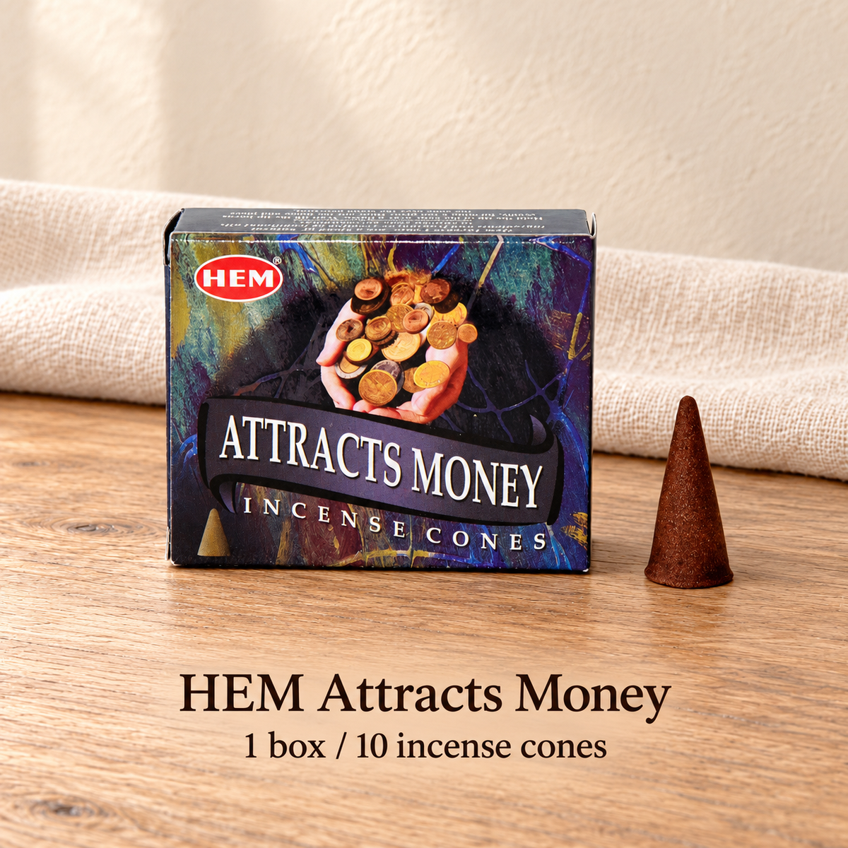 PTSX-TB642341234239-11 | HEM Attracts Money | 1 box / 10 incense cones