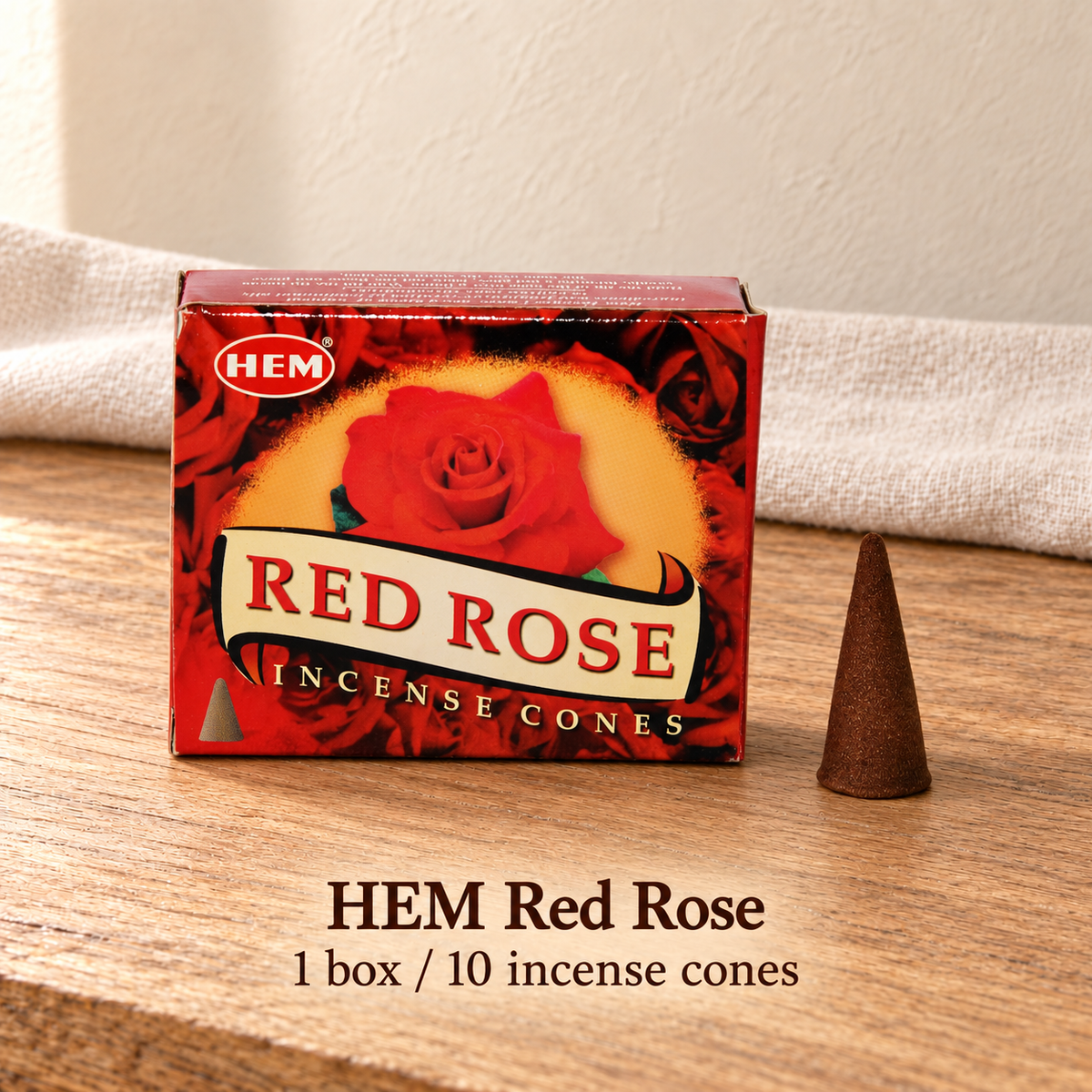 PTSX-TB642341234239-13 | HEM Red Rose | 1 box / 10 incense cones