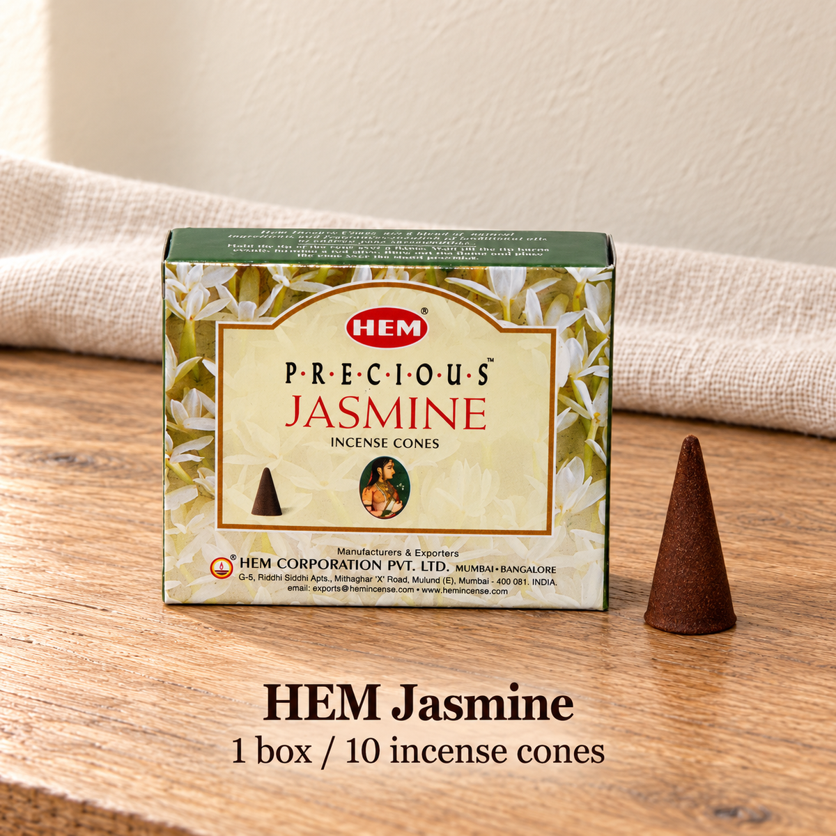 PTSX-TB642341234239-21 | HEM Jasmine | 1 box / 10 incense cones