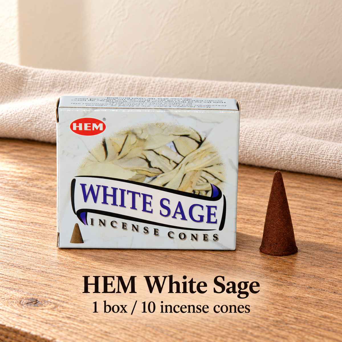 PTSX-TB642341234239-31 | HEM White Sage | 1 box / 10 incense cones