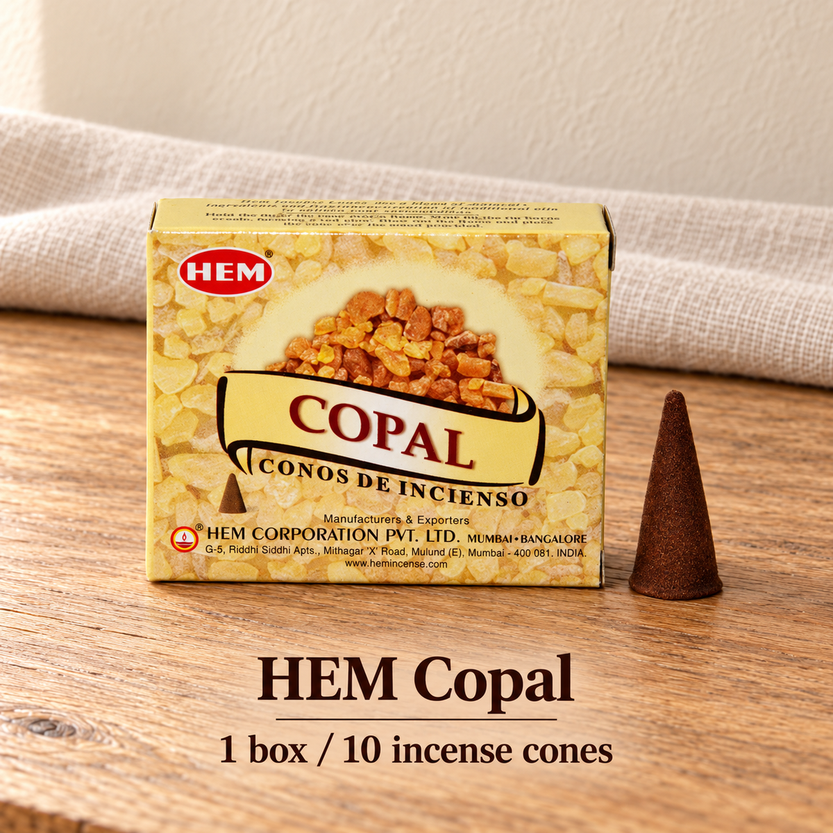 PTSX-TB642341234239-33 | HEM Copal | 1 box / 10 incense cones