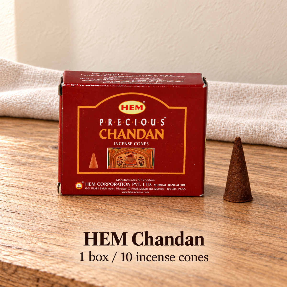 PTSX-TB642341234239-37 | HEM Chandan | 1 box / 10 incense cones