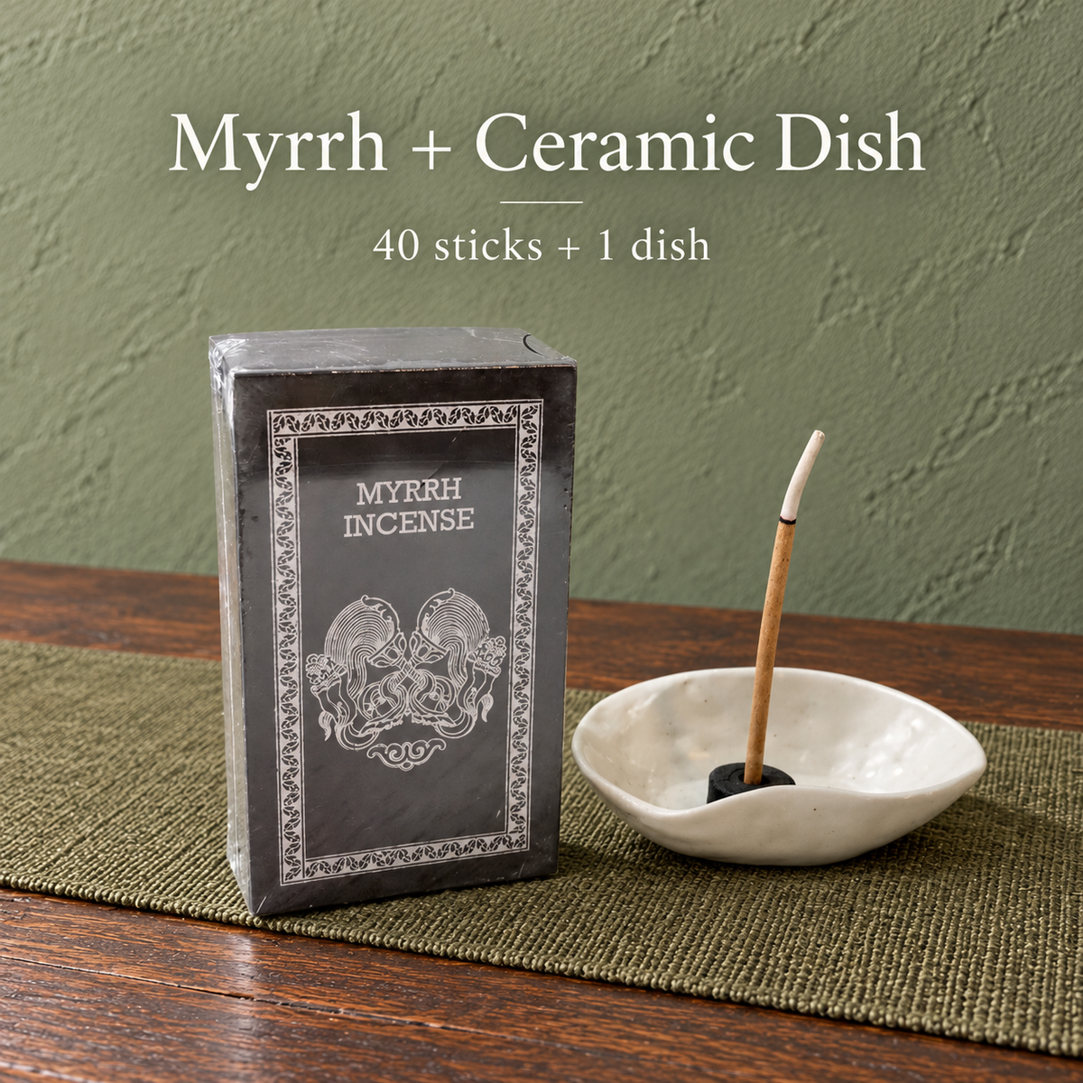 PTSX-TB778779405420-10 | Myrrh / 40 sticks / with dish | 40 sticks + ceramic dish