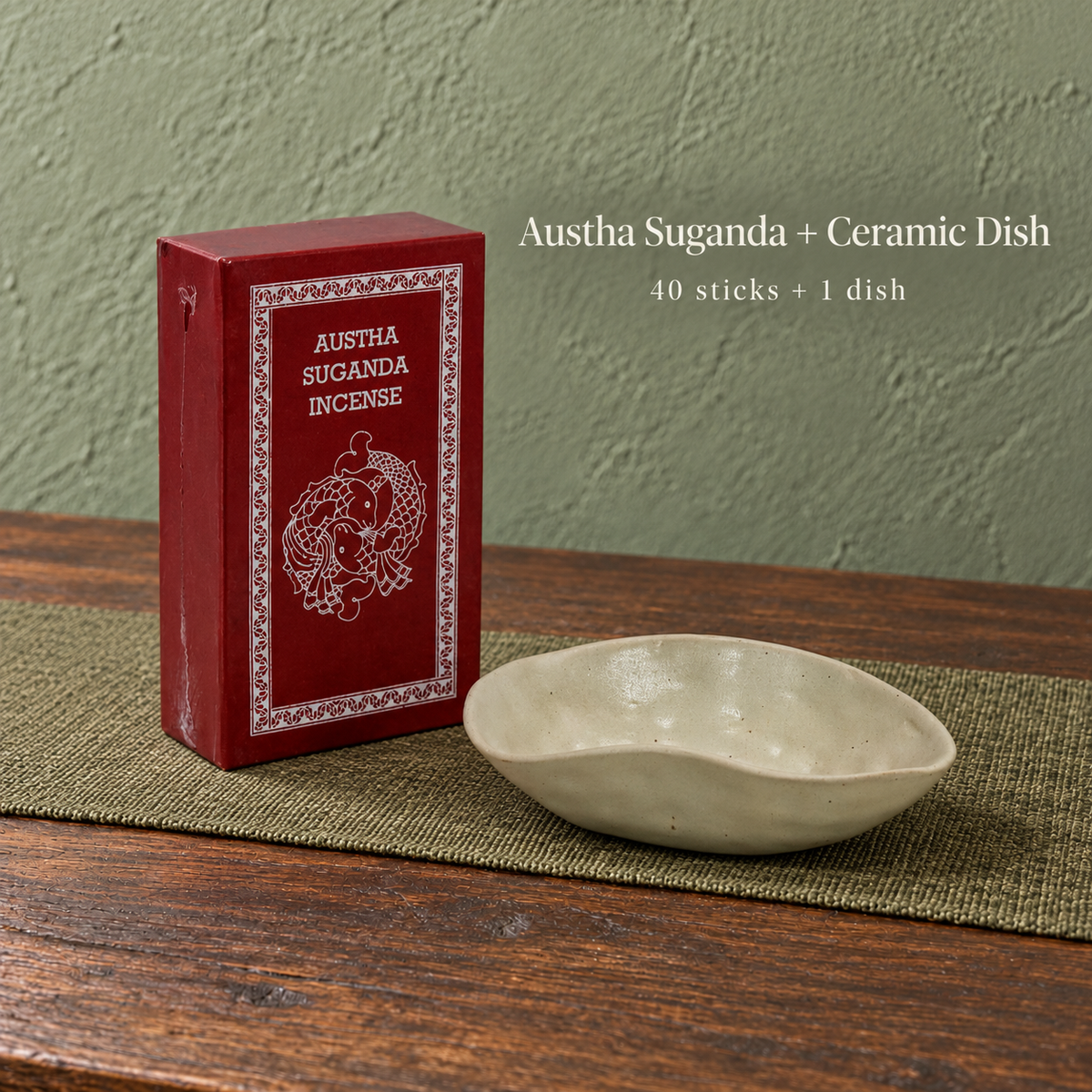 PTSX-TB778779405420-20 | Austha Suganda / 40 sticks / with dish | 40 sticks + ceramic dish