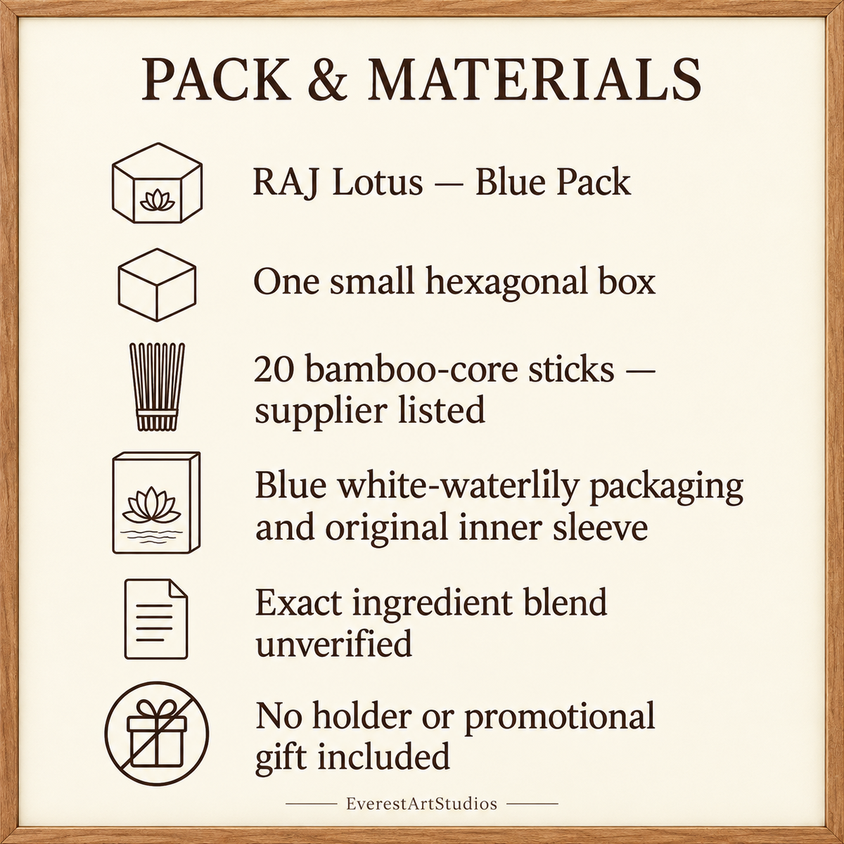 RAJ Lotus Incense — Blue Pack, 20 Sticks | pack
