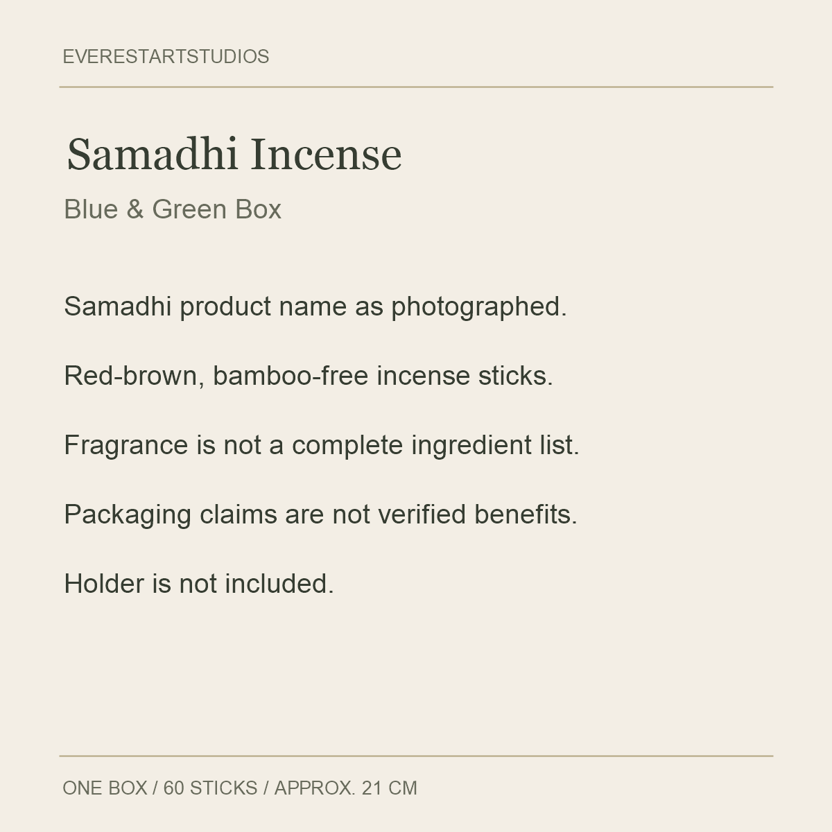 Samadhi Incense Sticks — 60-Stick Box — Samadhi Incense