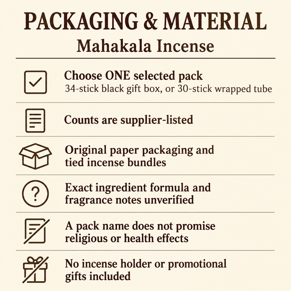 Mahakala Incense — 34-Stick Gift Box or 30-Stick Wrapped Tube — pack