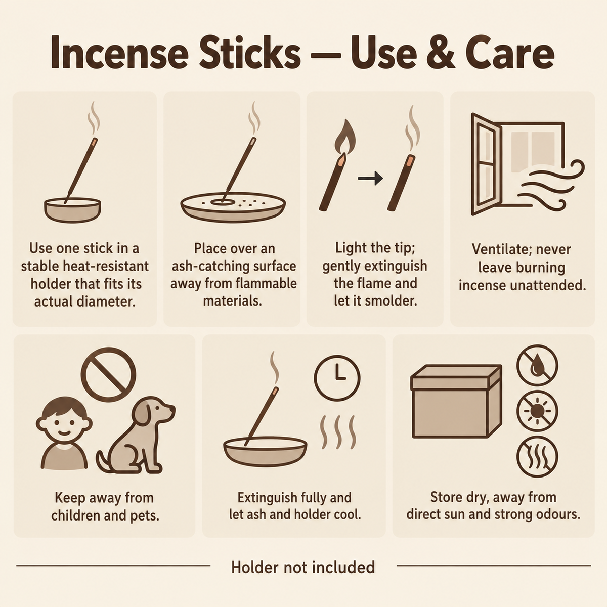 Short wrapped incense use and care guide