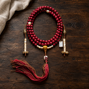 01 main — red cinnabar composite 108-bead mala