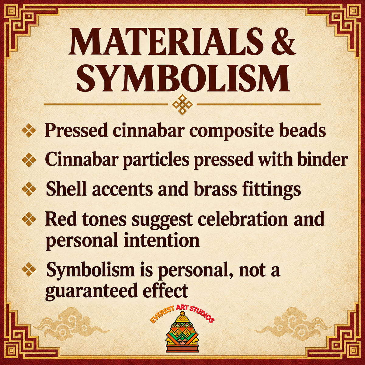 06 materials — red cinnabar composite 108-bead mala