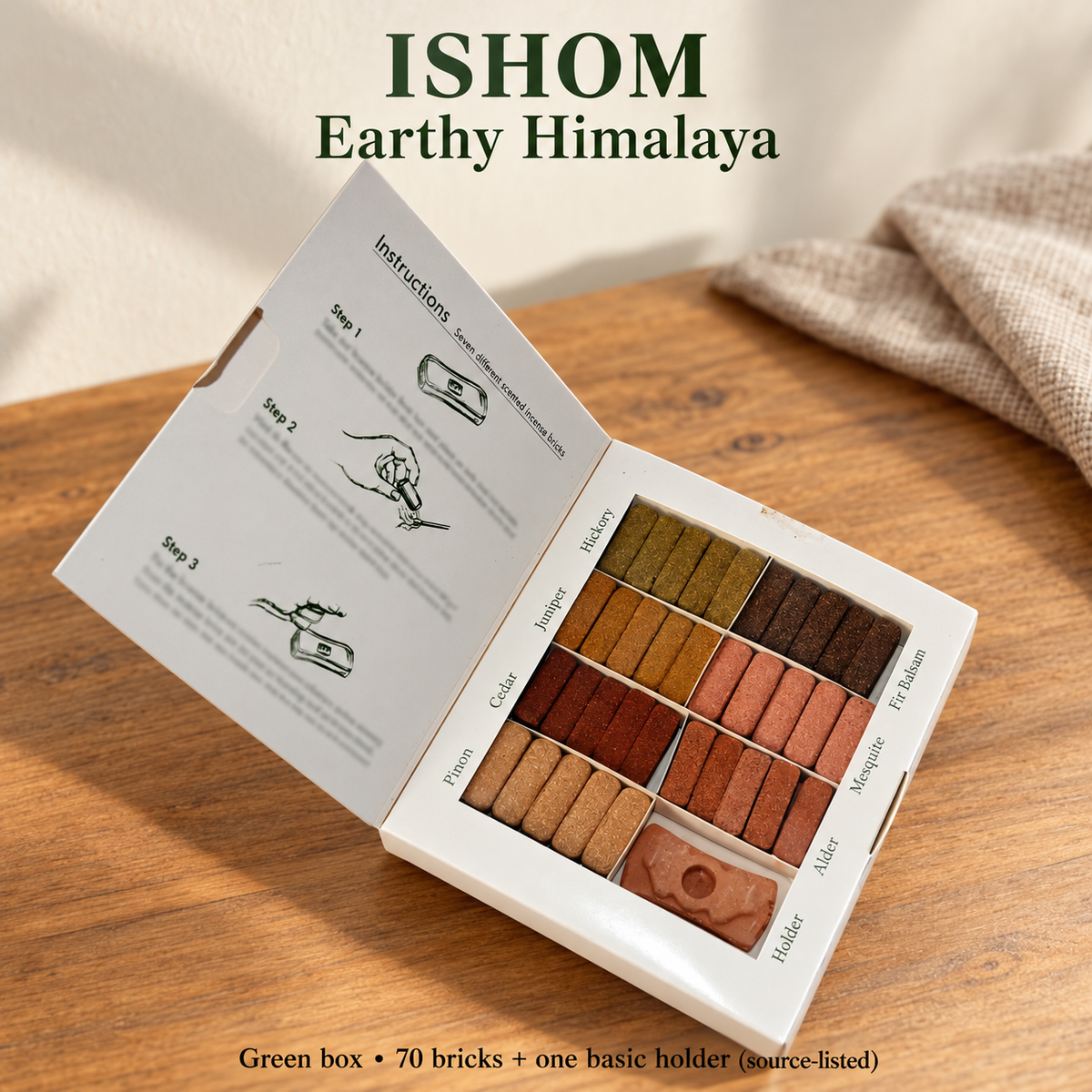 ISHOM Incense Brick Sets — Blue & Green Series, 70 or 140 Bricks | variant-02