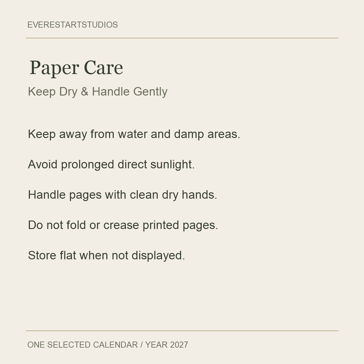 2027 Nepal Paper Calendar — Wall or Desk — Paper Care