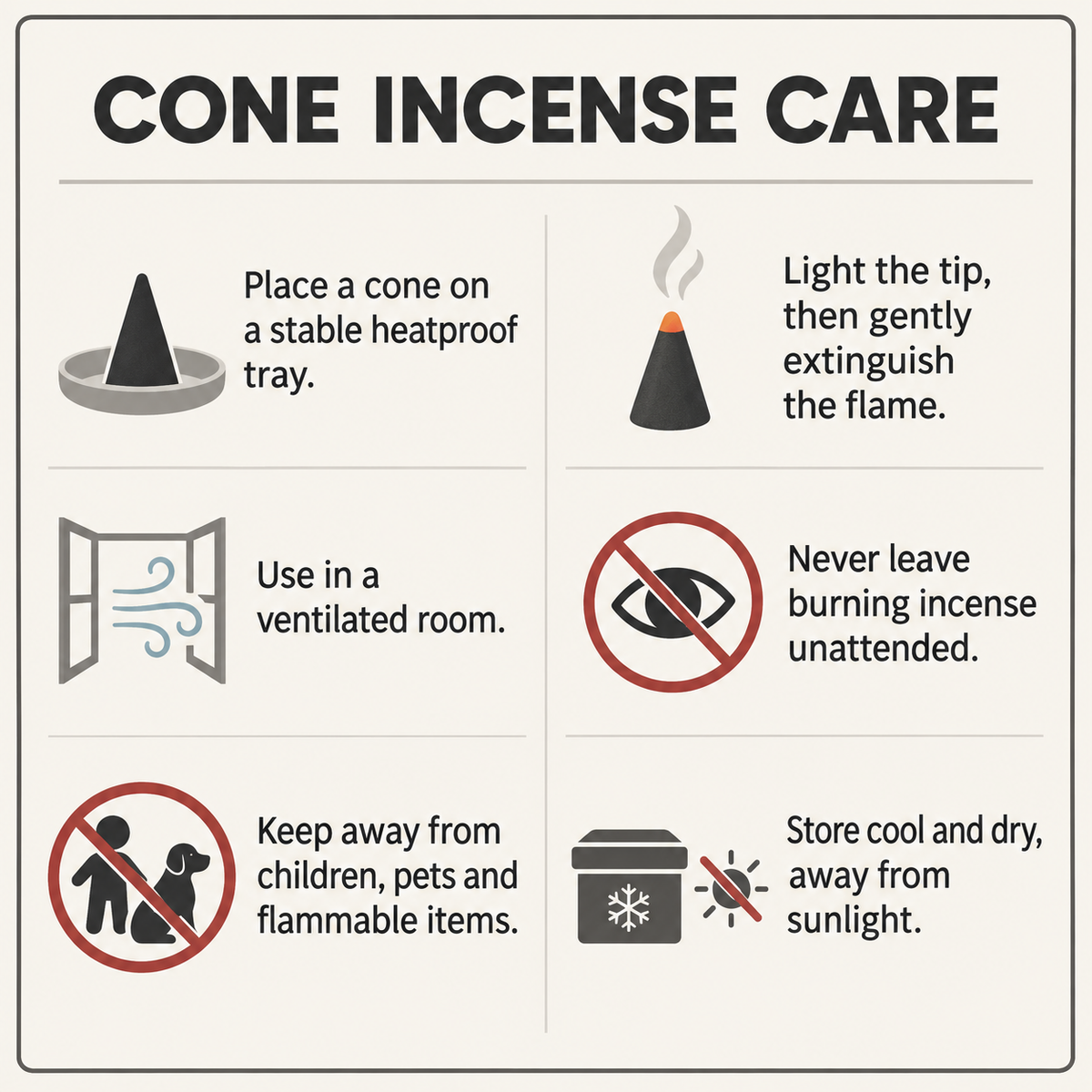 RAJ cone incense Care information