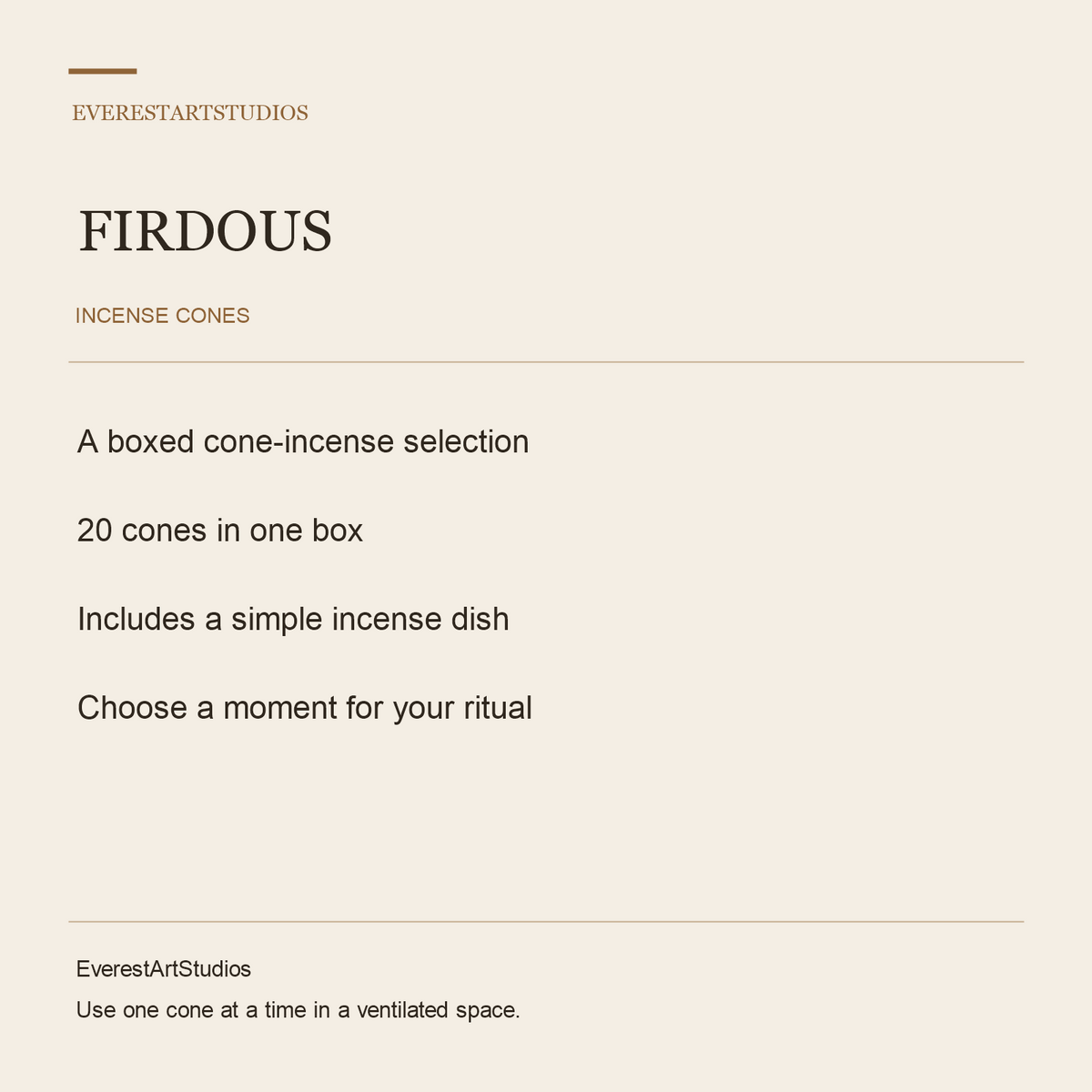 FIRDOUS incense cones — fragrance