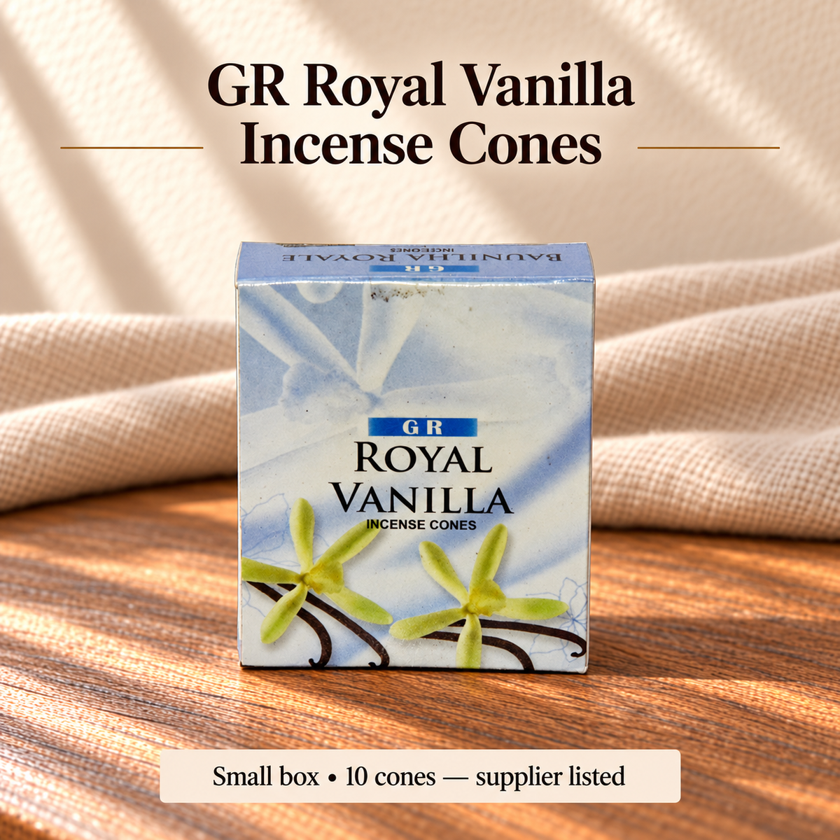 GR Royal Vanilla — Small box • 10 cones — supplier listed