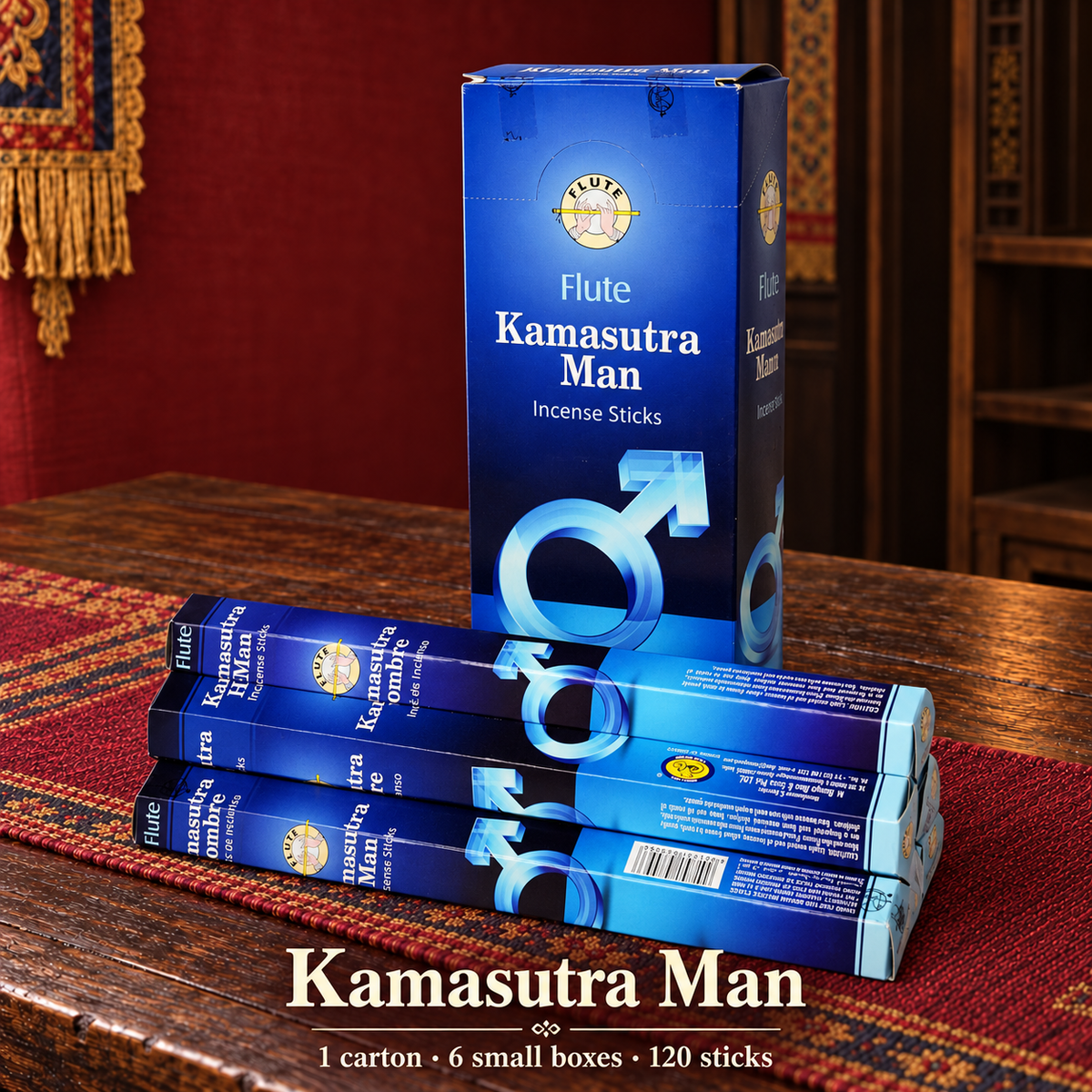 Flute Kamasutra Man — carton of 6 small boxes / 120 sticks