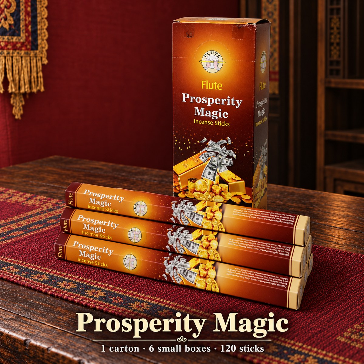 Flute Prosperity Magic — carton of 6 small boxes / 120 sticks