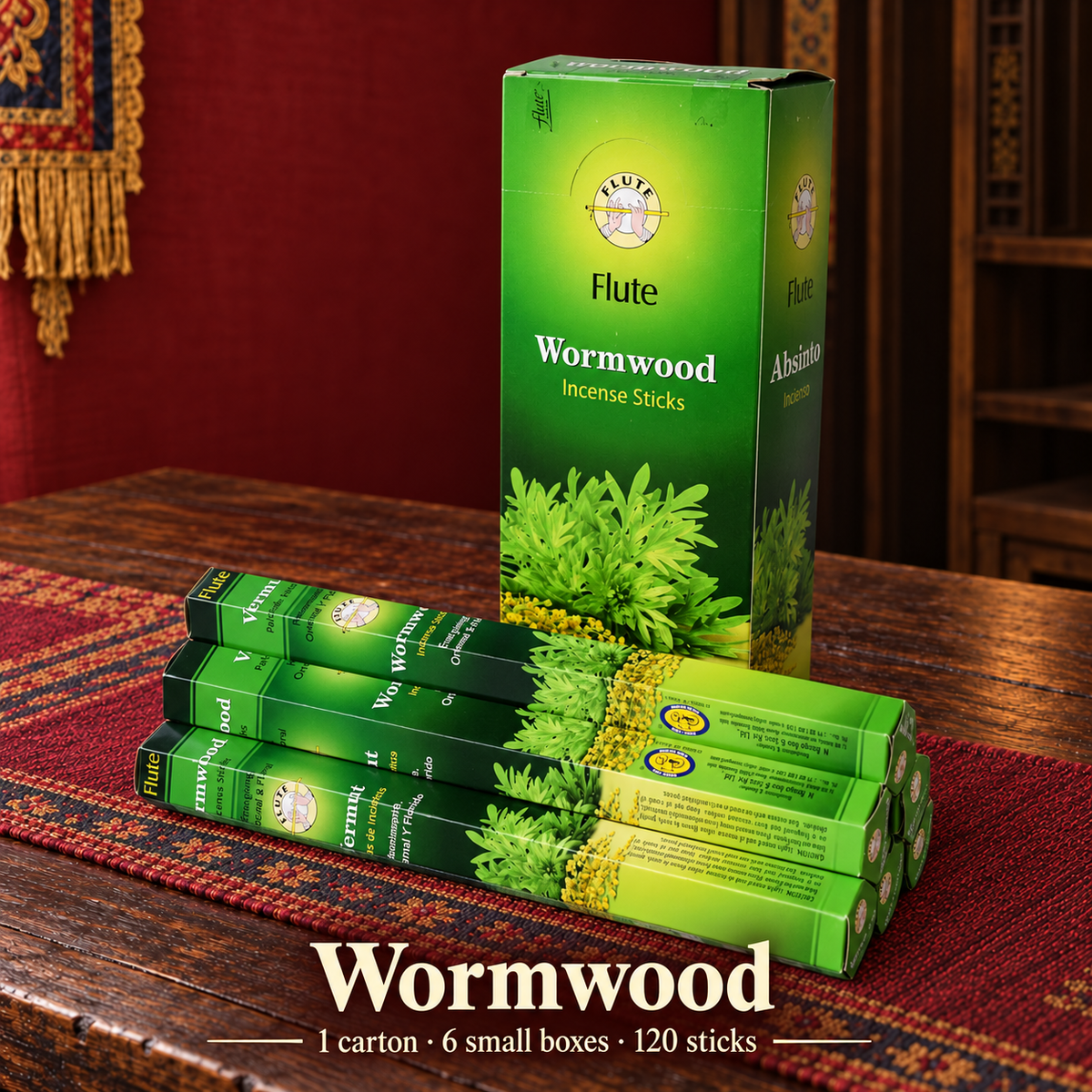 Flute Wormwood — carton of 6 small boxes / 120 sticks