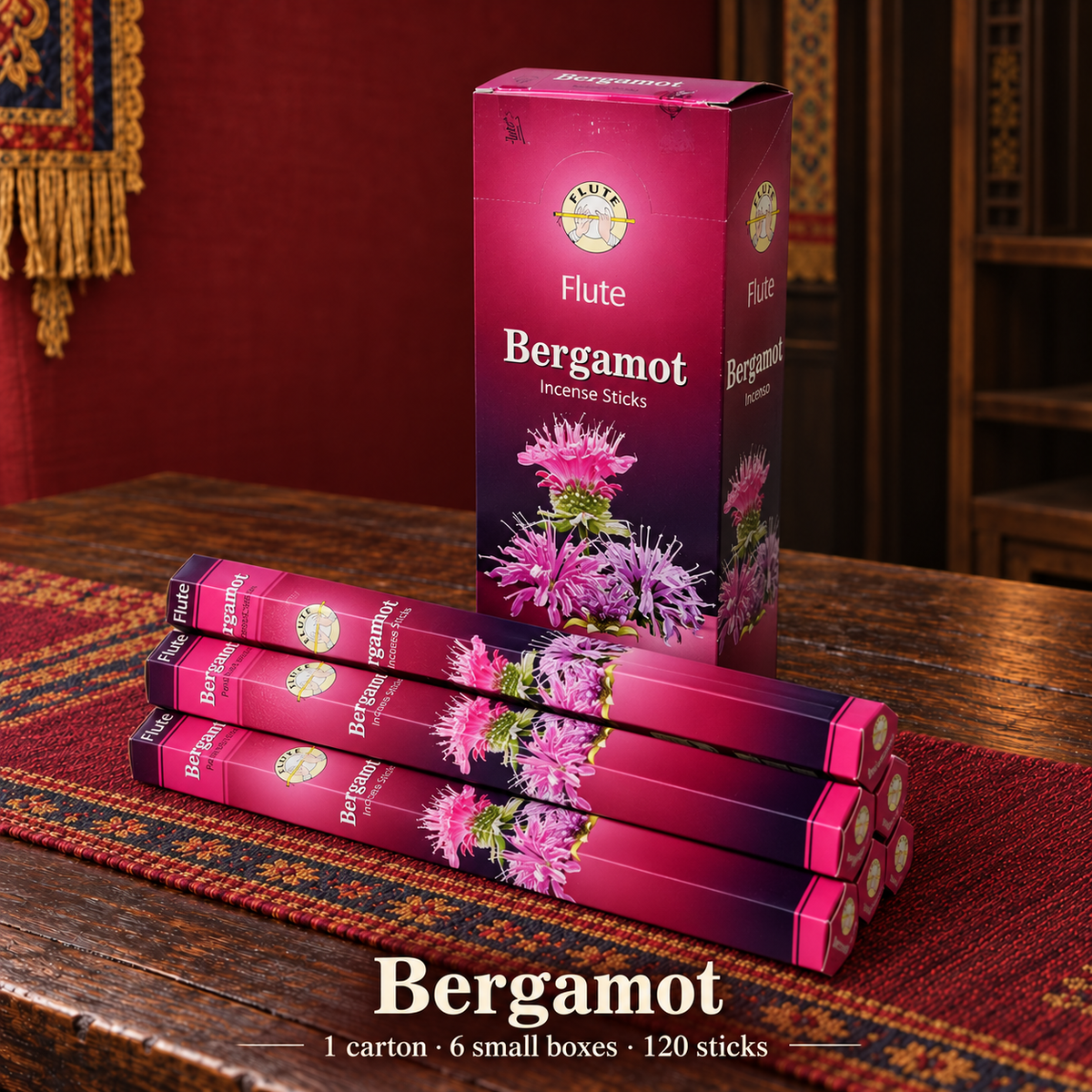 Flute Bergamot — carton of 6 small boxes / 120 sticks