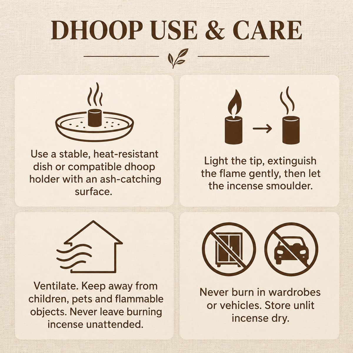 Bamboo-free incense use and care