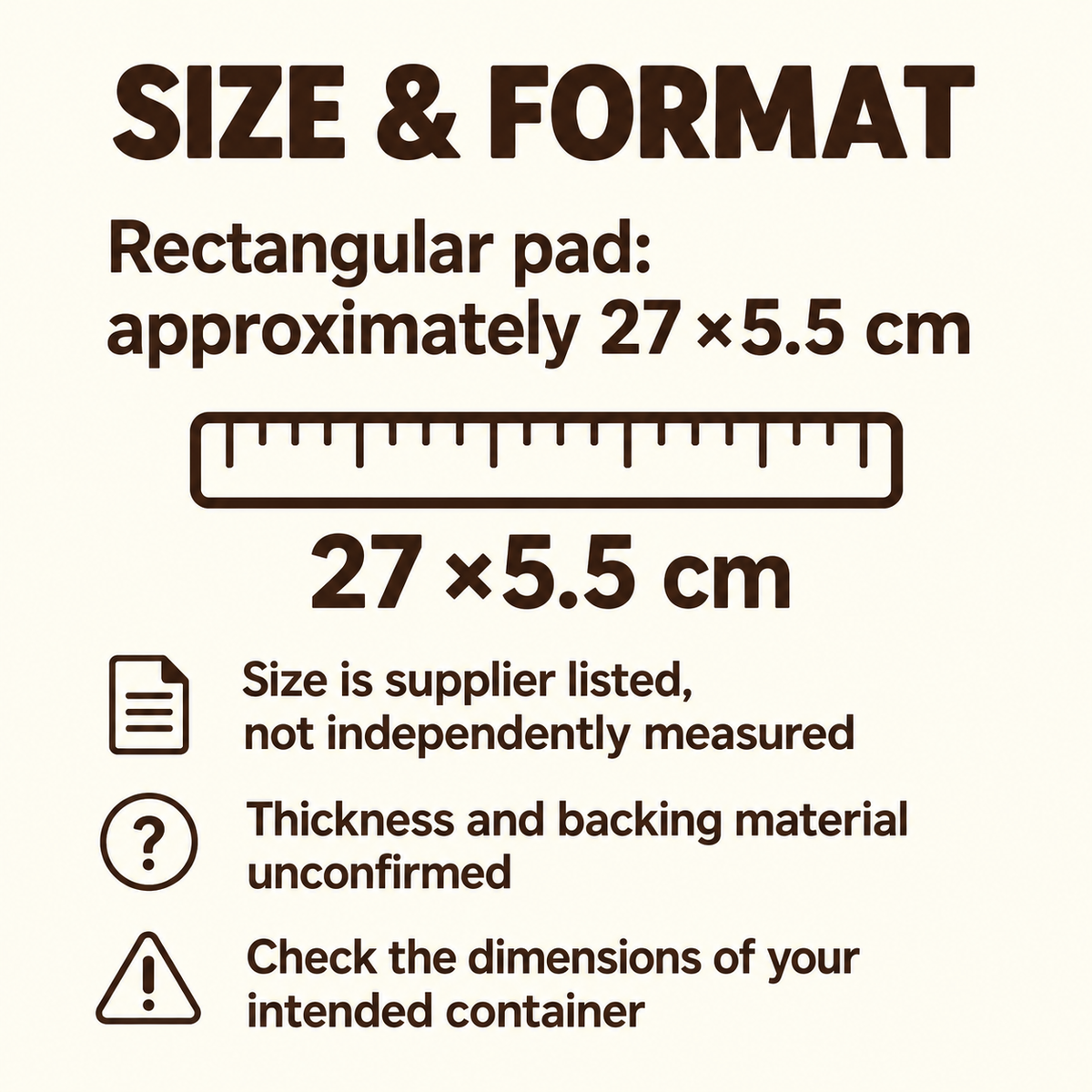 Rectangular Incense Liner Pad — 27 ×5.5 cm — size