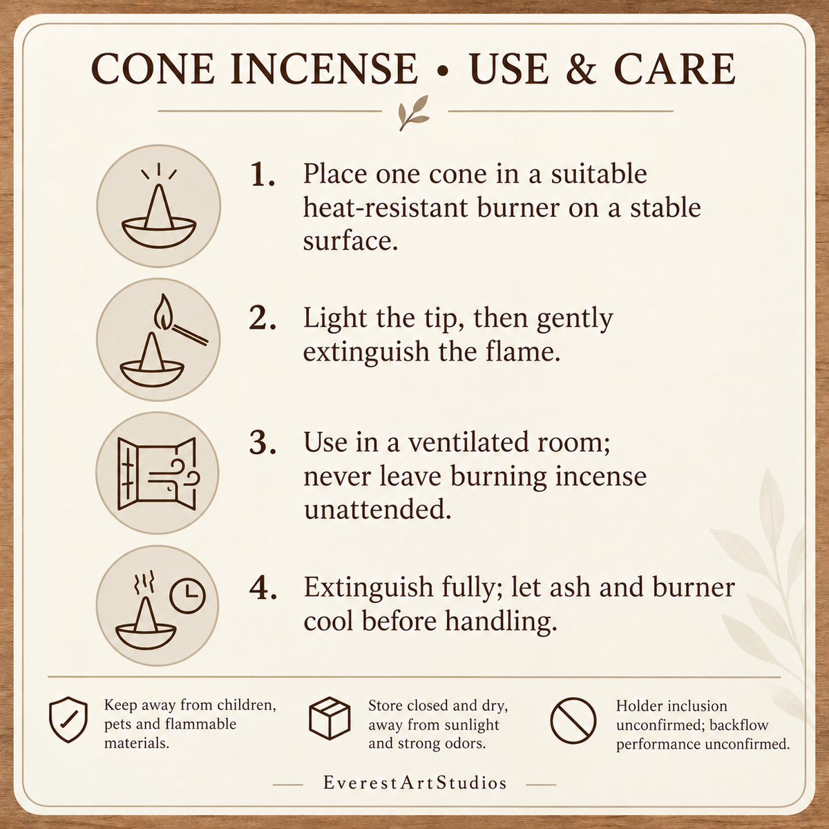 Cone incense use and care