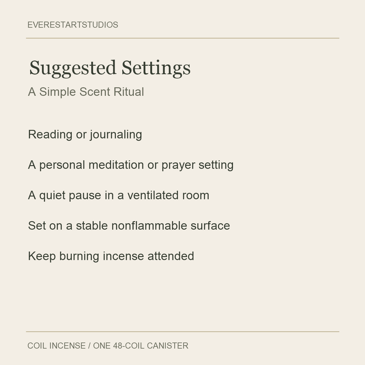 48-Coil Incense Fragrance Collection — Suggested Settings