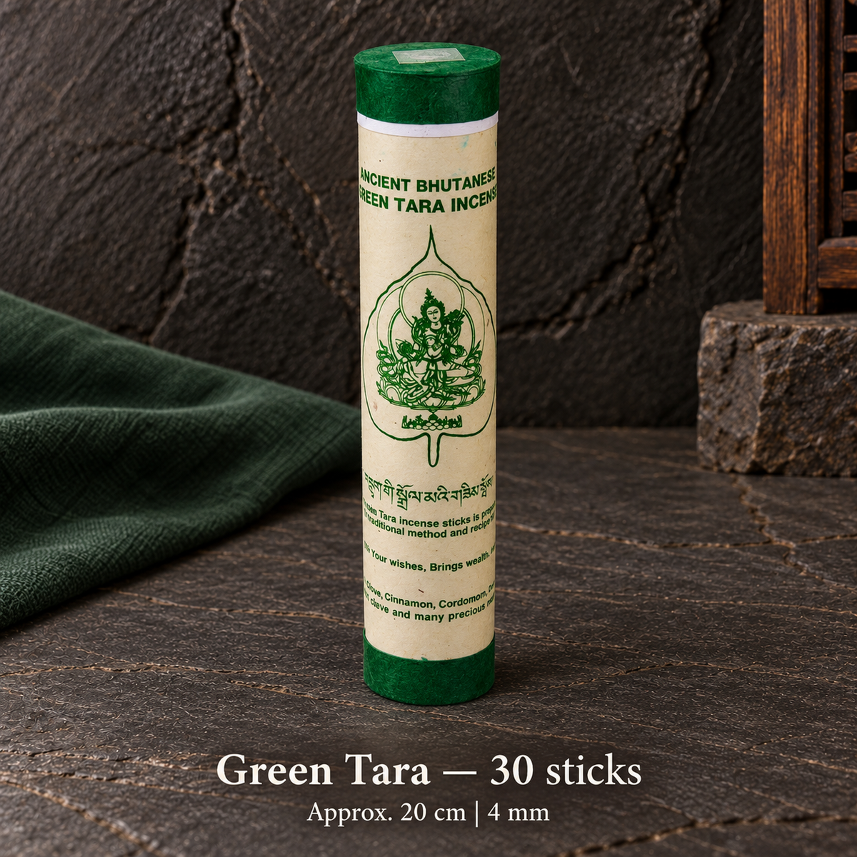 TB615741162409-05 | Green Tara — 30 sticks | approx. 20 cm / 4 mm