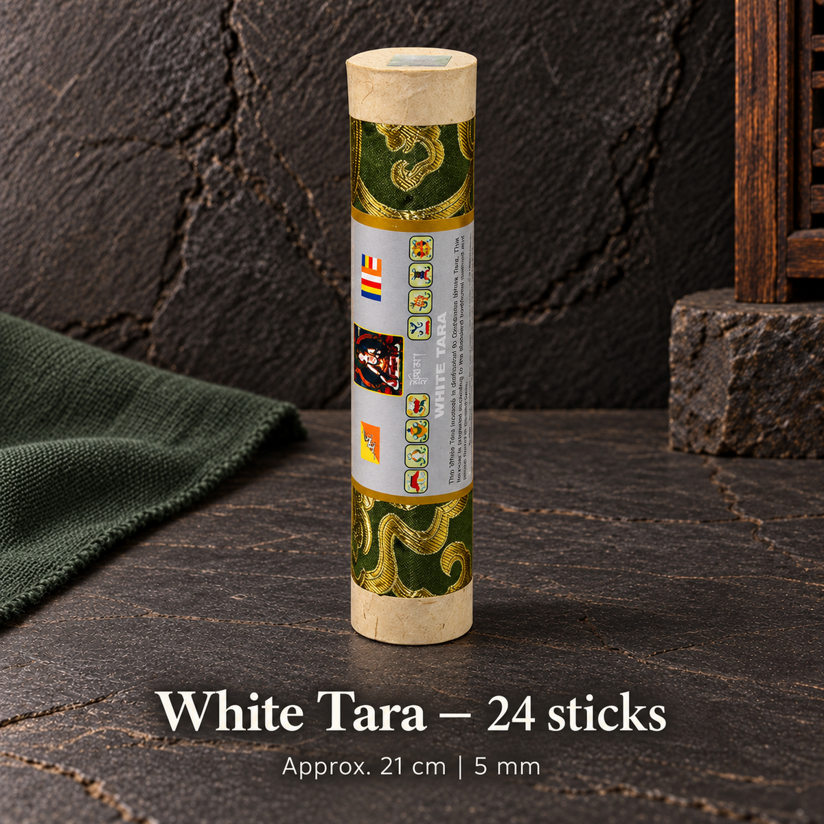 TB615741162409-11 | White Tara — 24 sticks | approx. 21 cm / 5 mm
