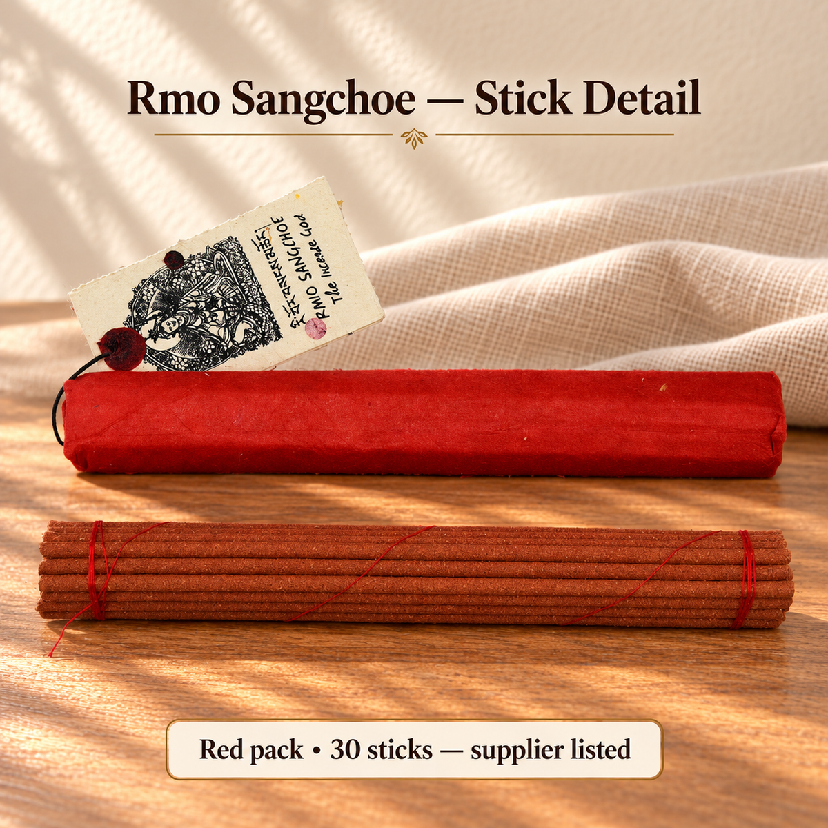 Original red-pack incense stick detail