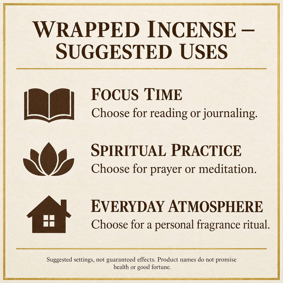 Wrapped incense suggested uses