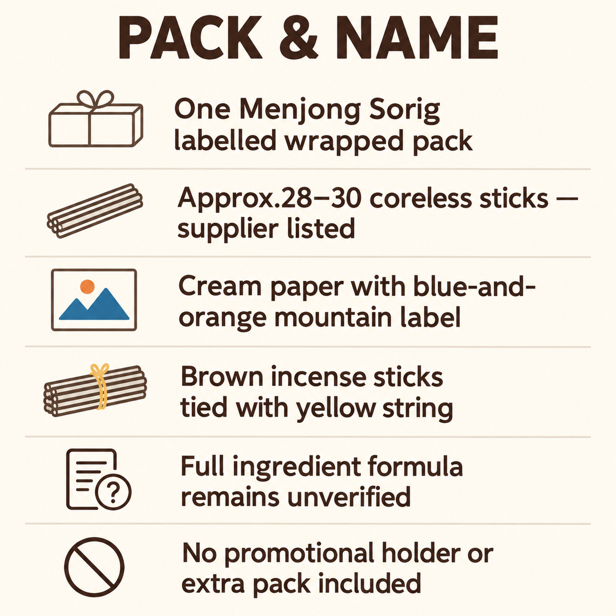 Menjong Sorig Himalayan Incense — Approx.28–30 Coreless Sticks — pack