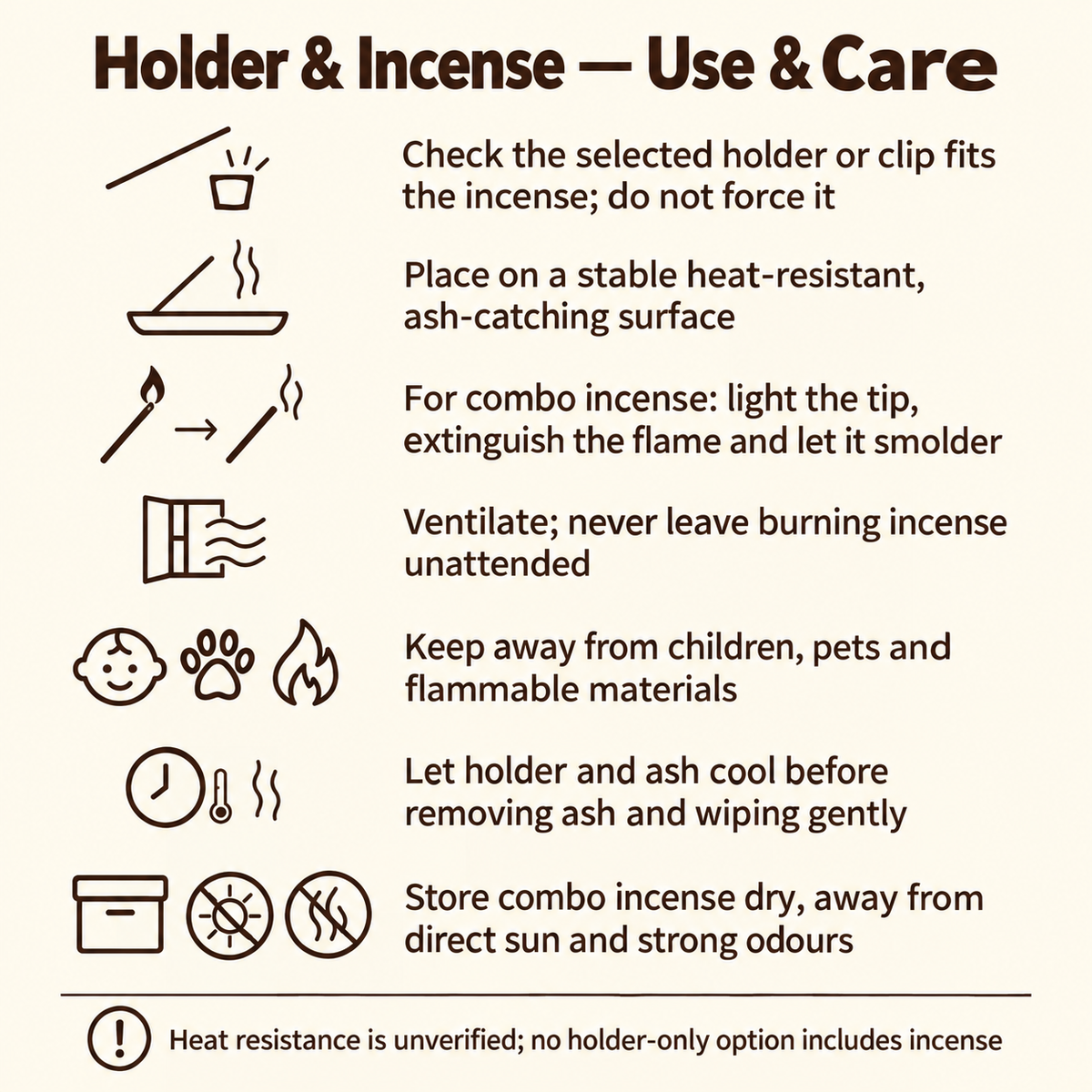 Holder and combo incense use and care guide
