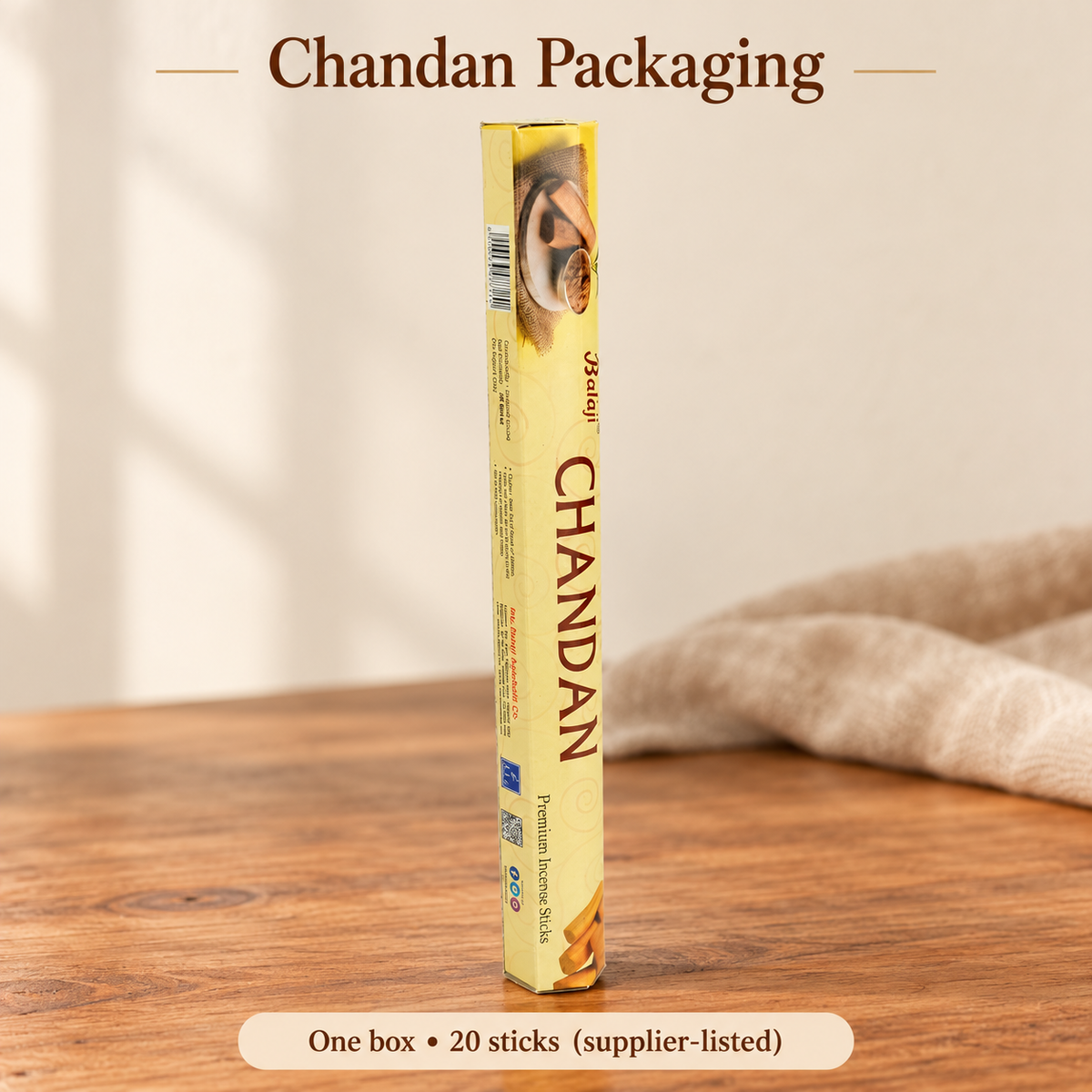 Balaji Incense Sticks — Sandalwood & Chandan, 20-Stick Boxes — chandan-detail