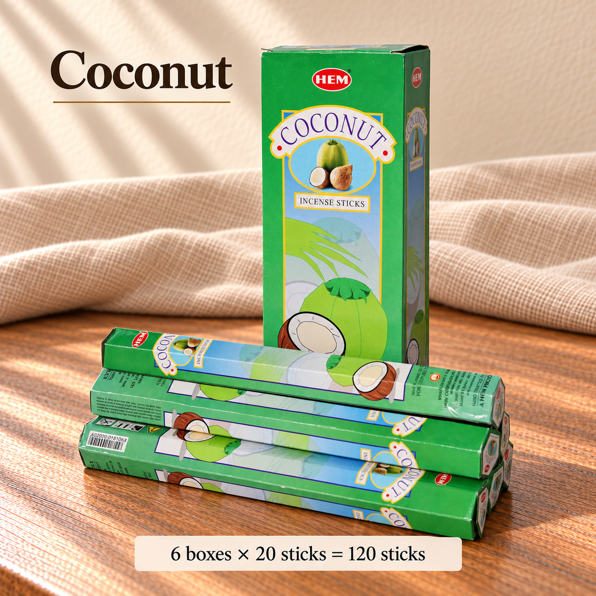 TB638749526507-01 | Coconut | 6 boxes × 20 sticks = 120 sticks