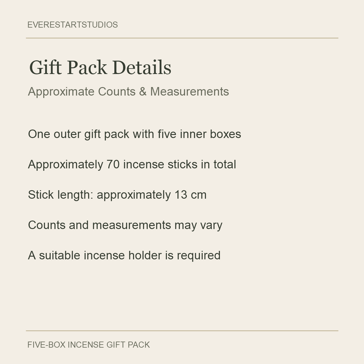 Green Tara Incense Gift Pack — Gift Pack Details