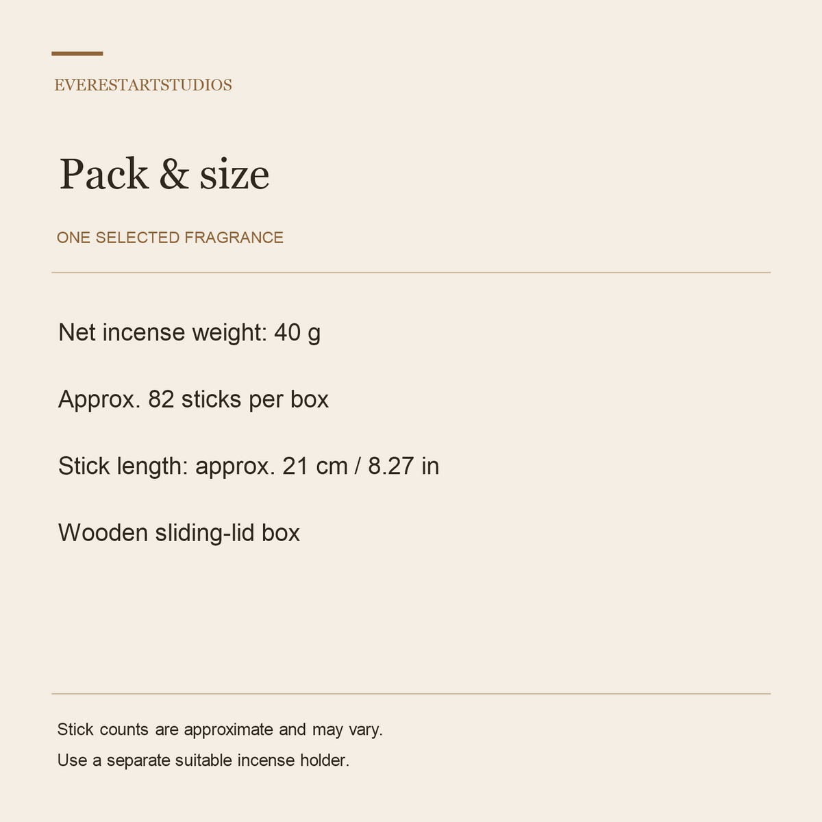 Flute wooden-box incense — specifications