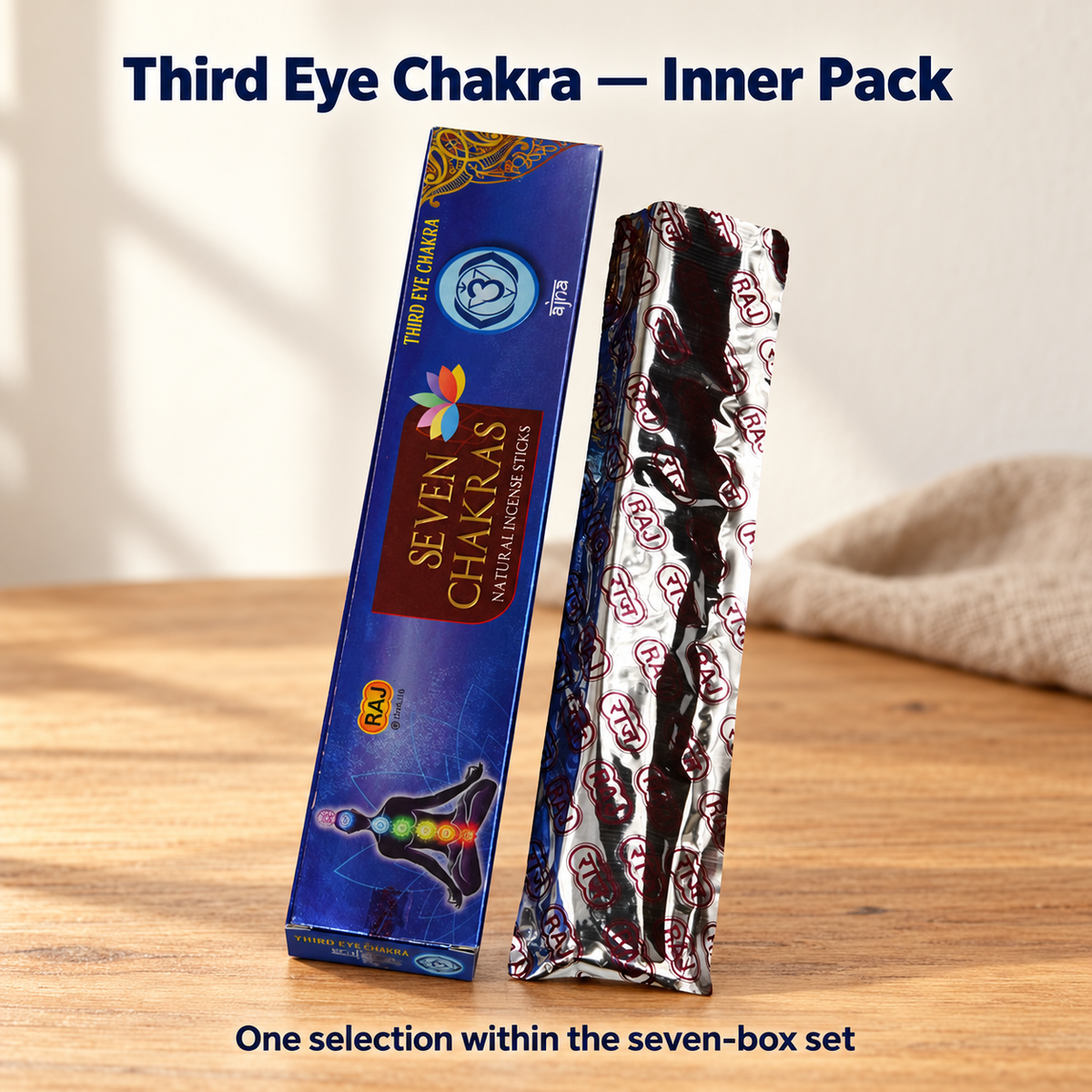 RAJ Seven Chakras Incense Set — Seven Boxes, 105 Sticks | product-04