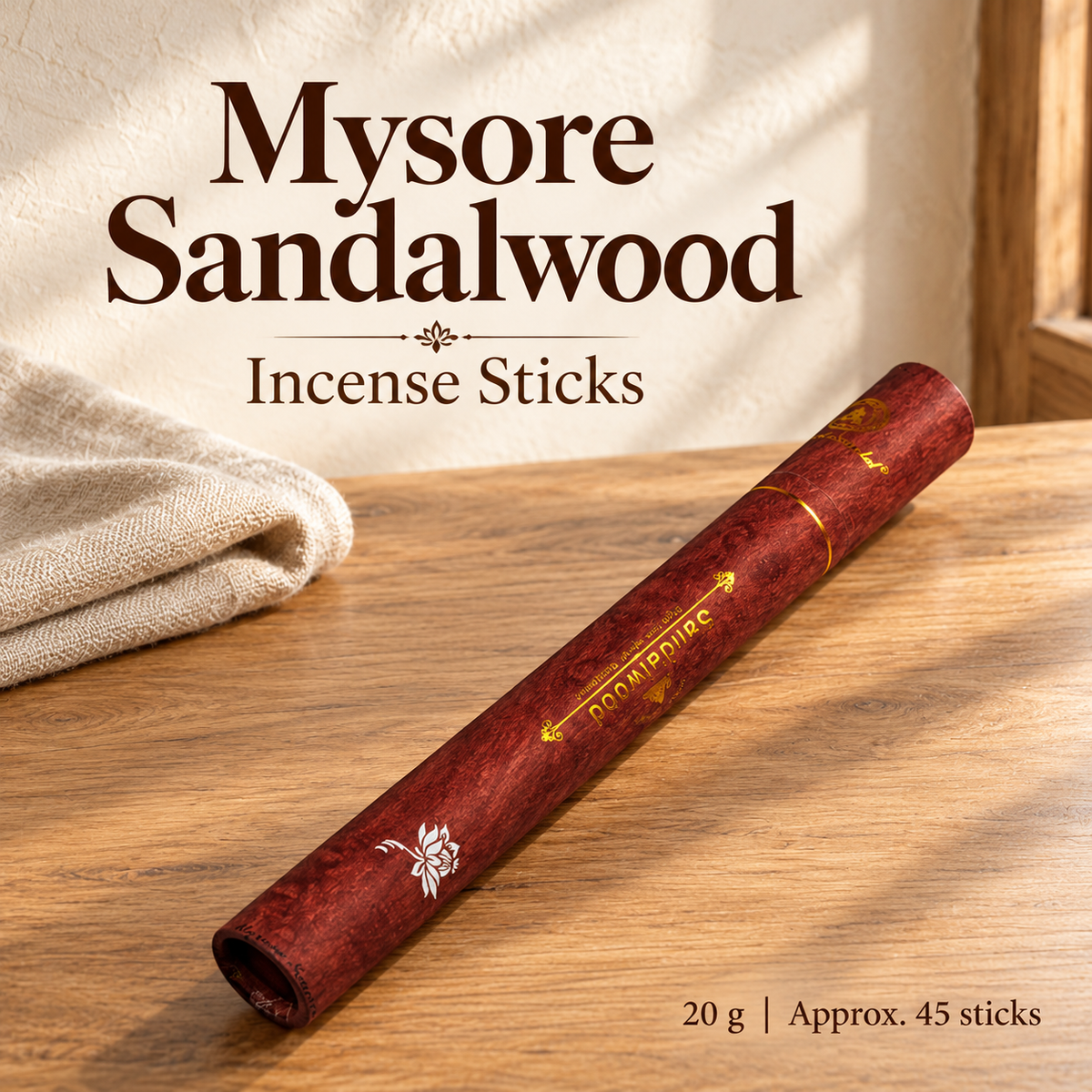Mysore Sandalwood — Incense Sticks — 20 g | Approx. 45 sticks
