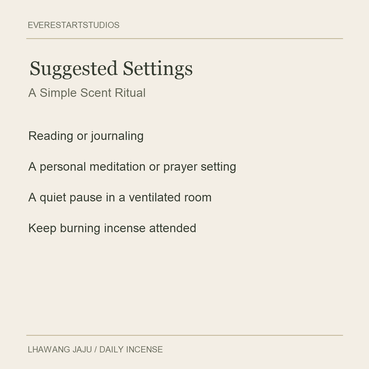 Lhawang JAJU Daily Incense — Suggested Settings