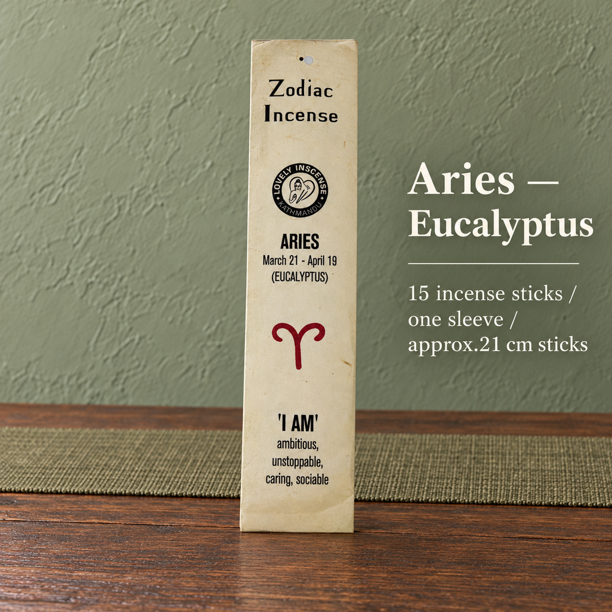 TB667556162962-03 | Aries — Eucalyptus | 15 sticks, approx.21 cm