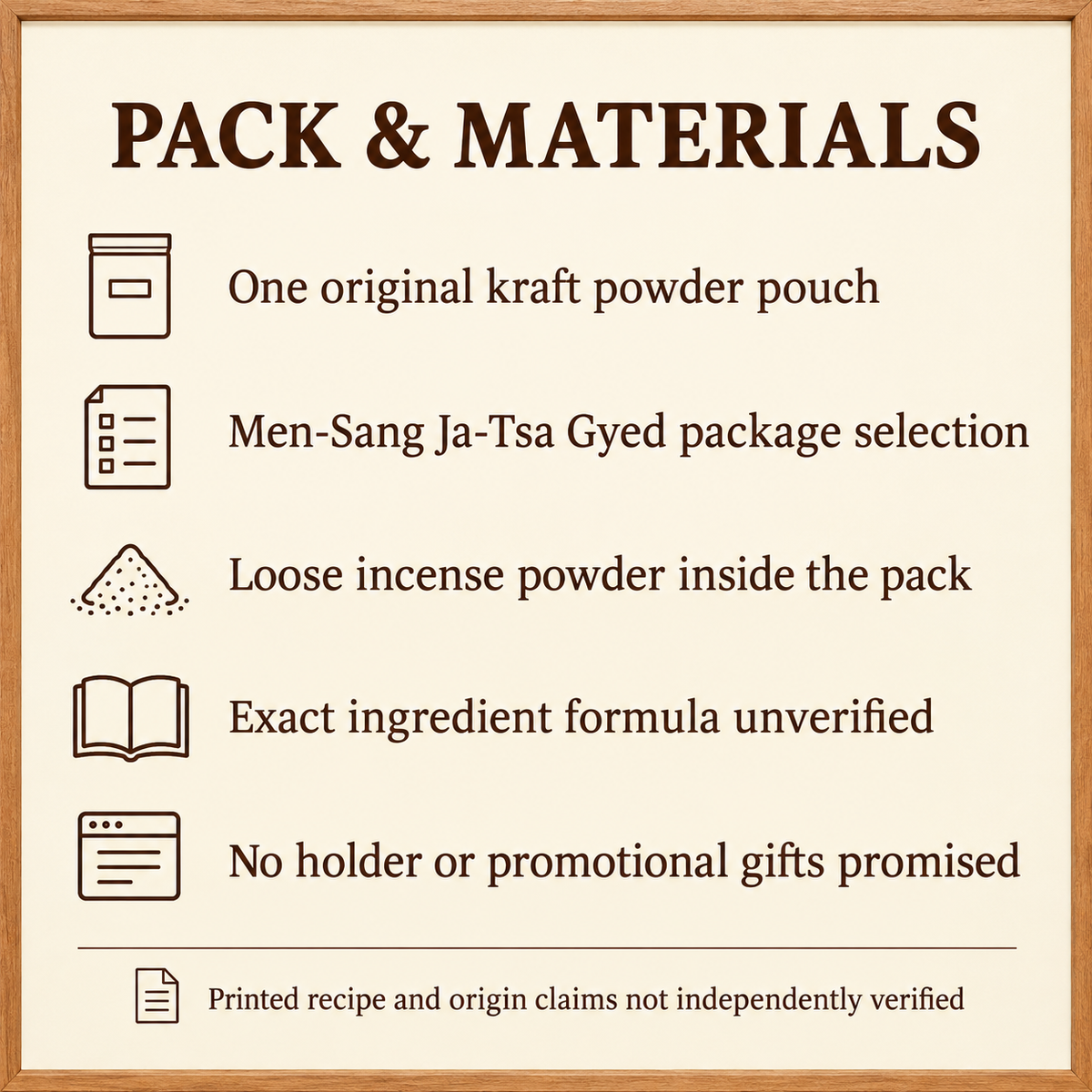 Men-Sang Ja-Tsa Gyed Incense Powder — 250 g Kraft Pack | pack