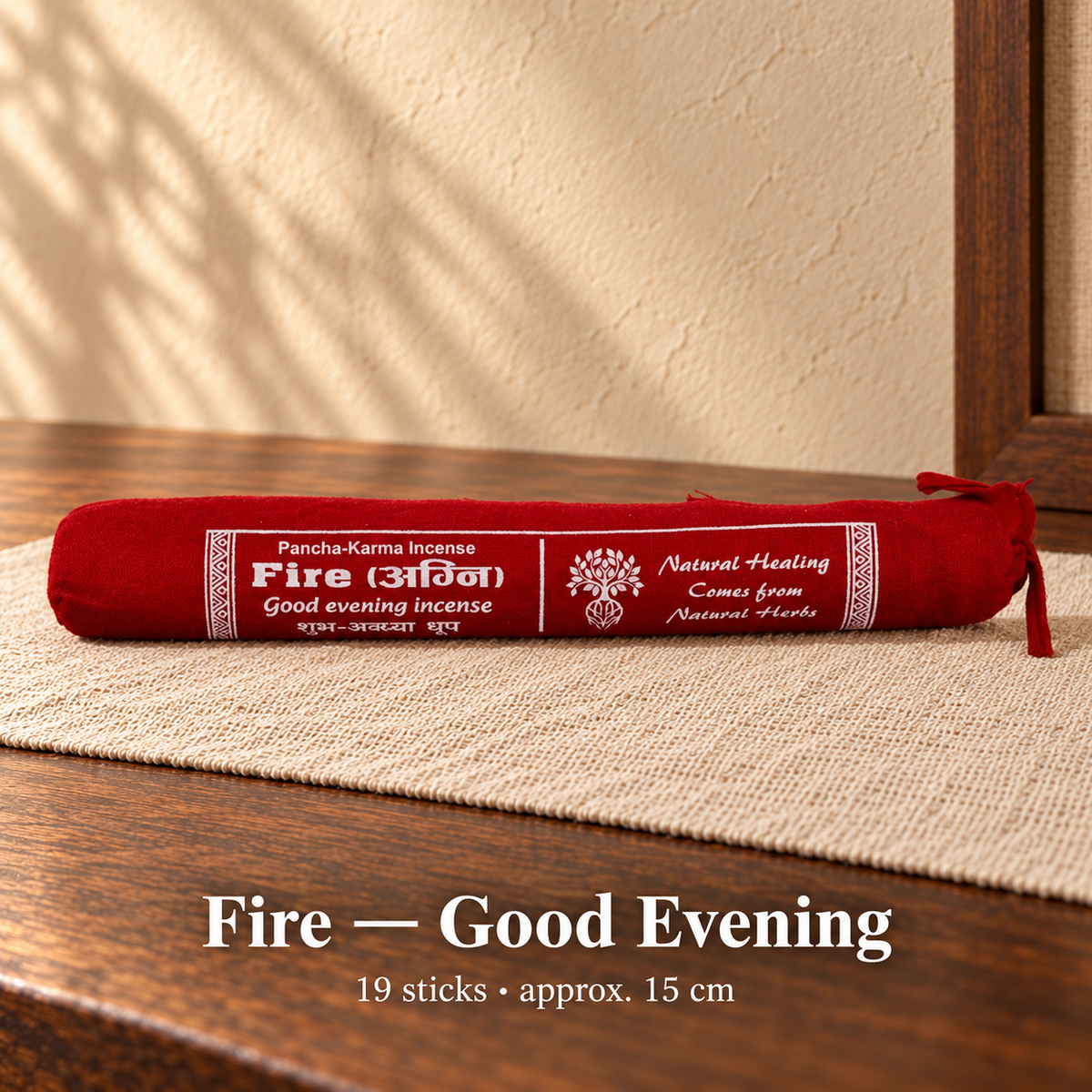 Fire — Good Evening — cloth-wrapped incense bundle, 19 sticks
