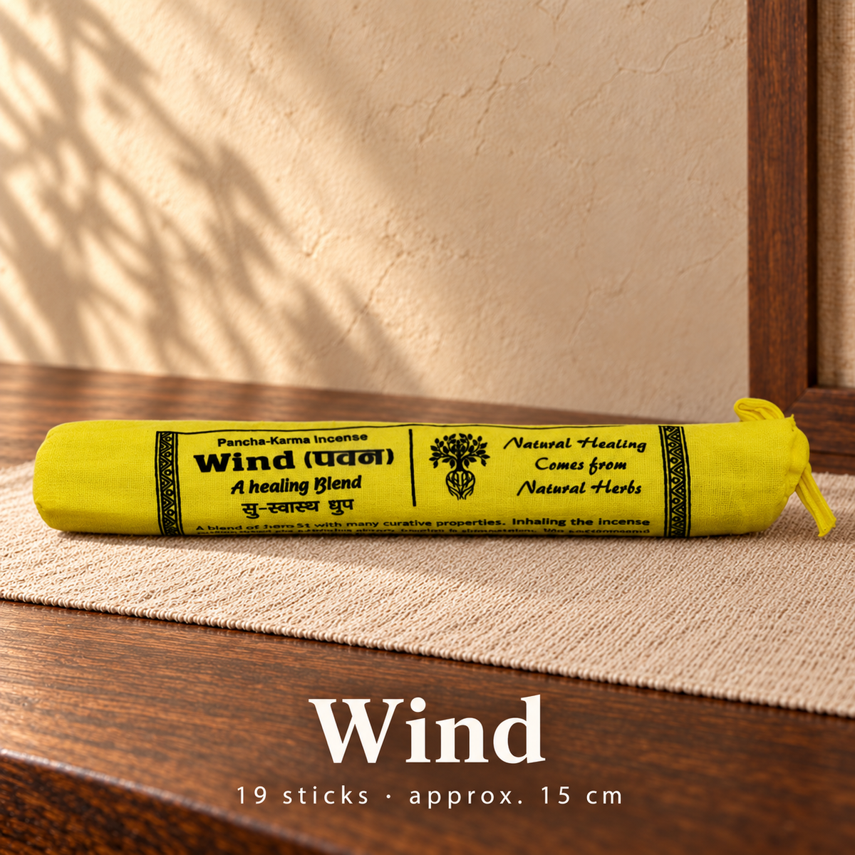 Wind — cloth-wrapped incense bundle, 19 sticks