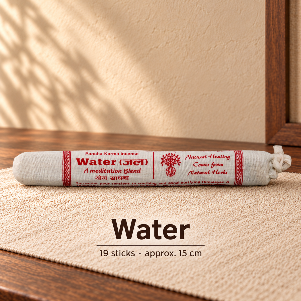 Water — cloth-wrapped incense bundle, 19 sticks